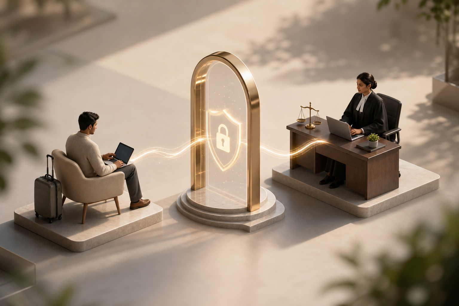 secure lawyer-client case workspace overview diagram