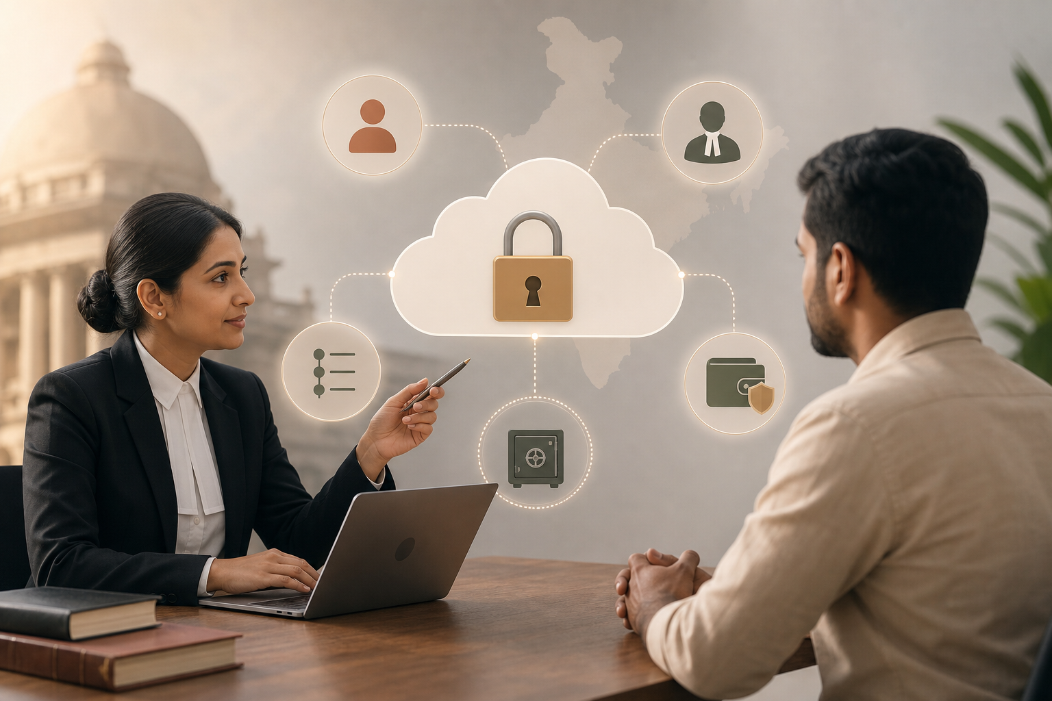 secure lawyer-client case workspace overview diagram