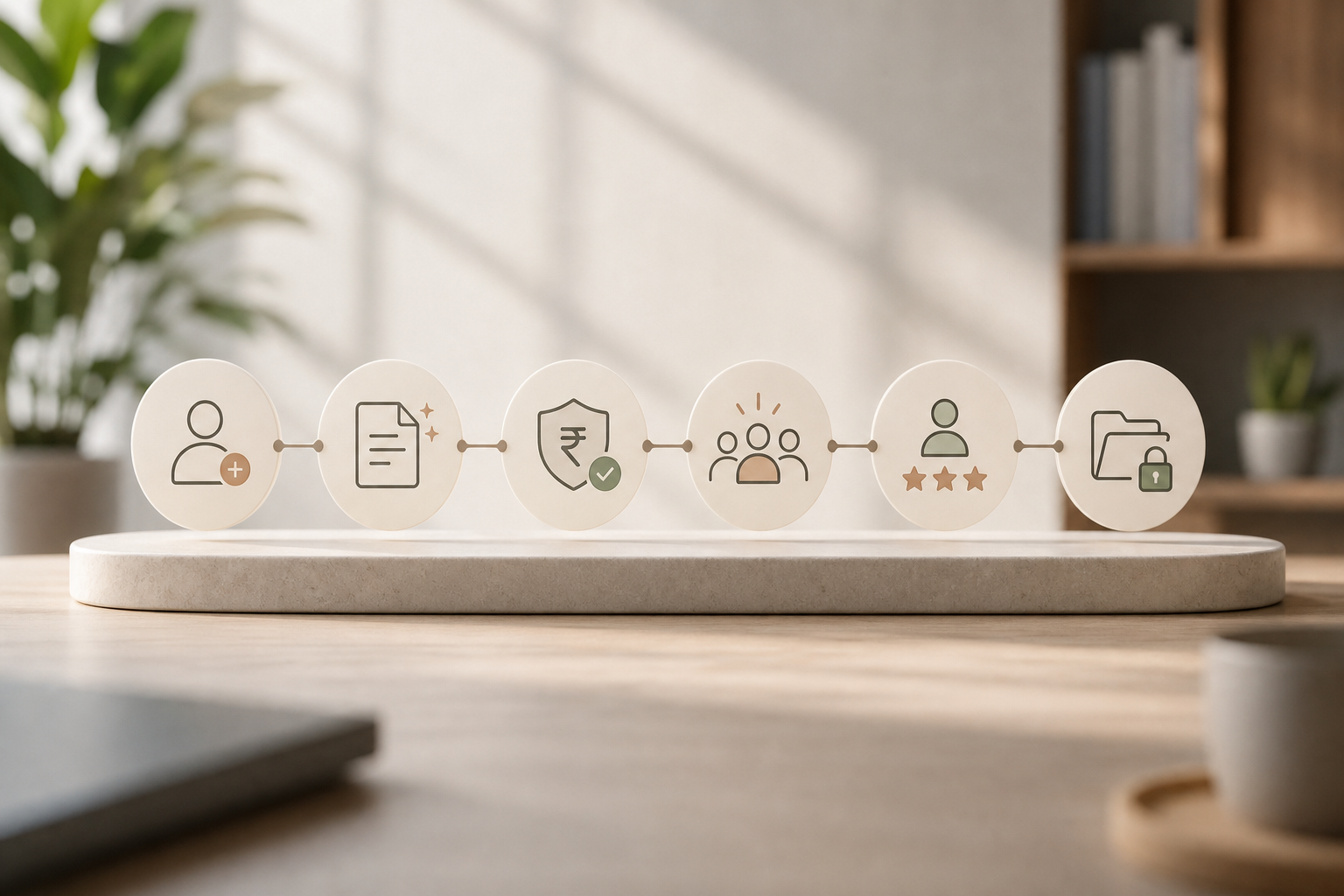 Step-by-step flow from AI brief to escrow to workspace