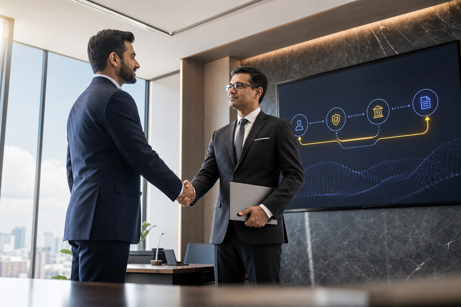 escrow-protected lawyer hiring flow diagram